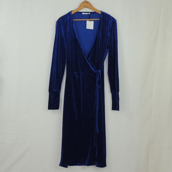 blue velvet wrap dress zara